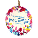 God is faithful ceramic hanging decor