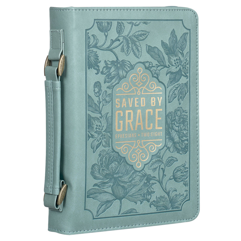 Saved by Grace Eph. 2:8 Bible Cover Fashion Teal Medium