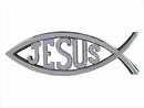 Fish with Jesus- Silver colored