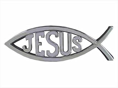 Fish with Jesus- Silver colored