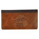 Man of God 1 Tim. 6:11 Checkbook Wallet Brown 2-tone 