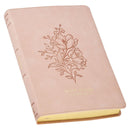 KJV Bible Thinline LP Faux Leather Flowers, Pink