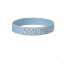 WWJD silicone bracelet light blue
