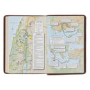 KJV Bible Compact Large Print Leather Tan Cross Black