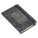 I Know the Plans Notebook with Elastic Closure Faux Black and Grey