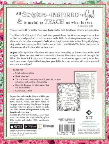 NLT Inspire Bijbel Filament Enabled Edition-Pink Peony Hardcover LeatherLike