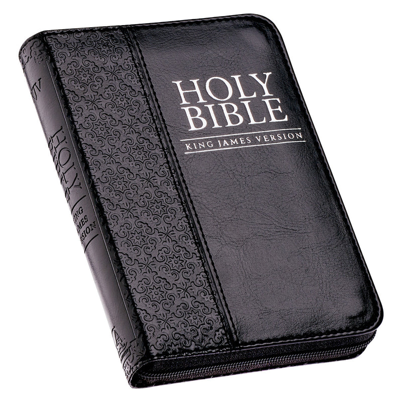 KJV Bible Mini Pocket Faux Leather, Black w/zipper
