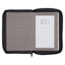 KJV Bible Mini Pocket Faux Leather, Black w/zipper