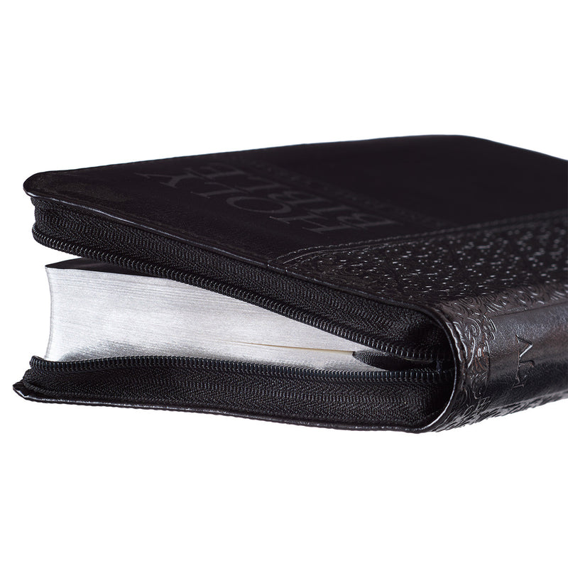 KJV Bible Mini Pocket Faux Leather, Black w/zipper