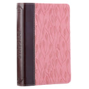 KJV Bible Compact Faux Leather, Brown/Pink Leaf