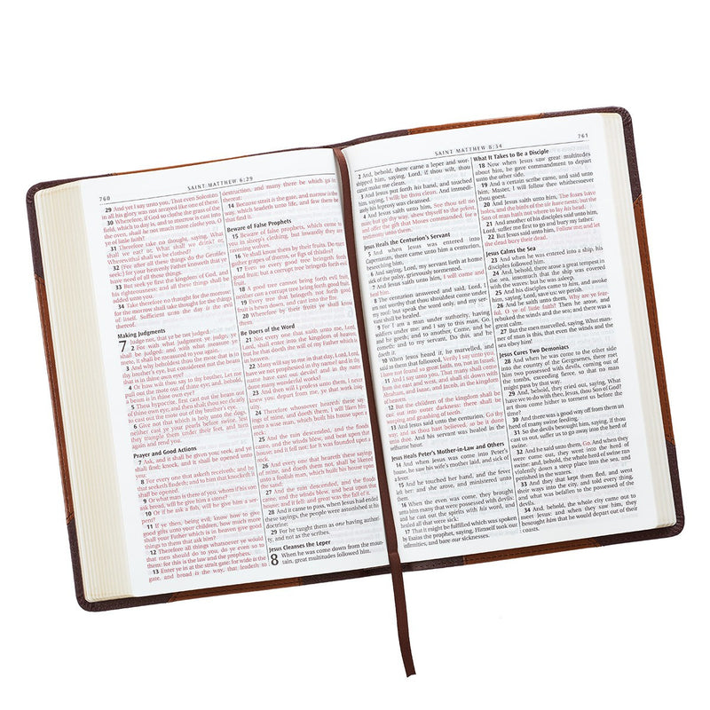 KJV Bible Thinline LP Faux Leather, Brown Two-tone