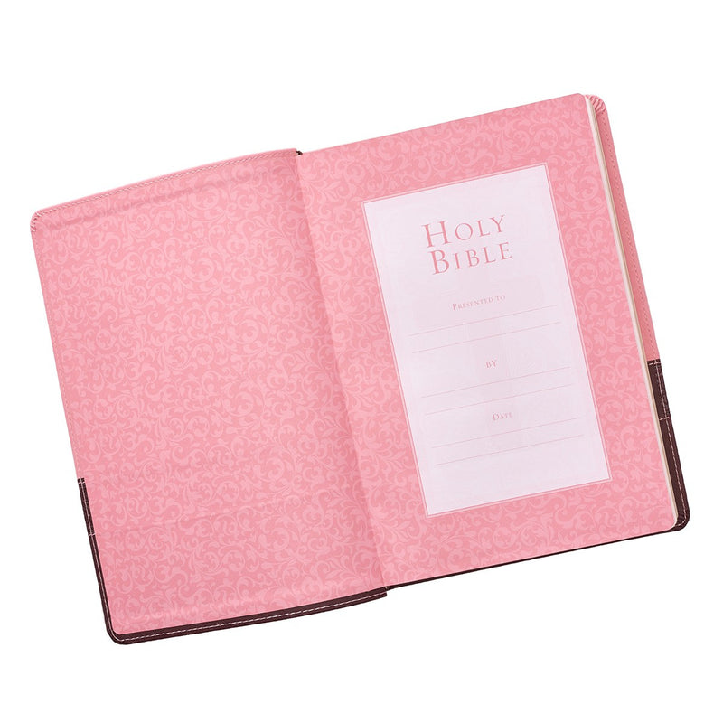 KJV Bible Thinline LP Faux Leather, Brown/Pink