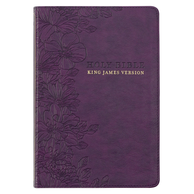 KJV Bible Thinline LP Faux Leather, Purple Floral