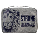 Strong & Courageous Josh. 1:9 Bible Cover Gray. LARGE