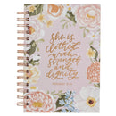 Pink Floral Strength & Dignity Prov. 31:25  Journal Wirebound