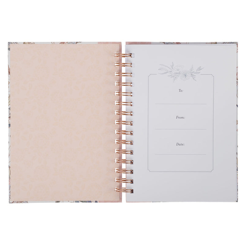 Roze Blauw Bloemen Wees Stil Ps. 46:10 Dagboek Draadgebonden