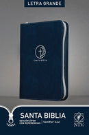 Span-NTV Large Print Zipper Edition w/References (Edicion Ziper Con Referencias  Letra Grande)-Blue LeatherLike Indexed