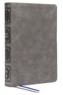 NKJV Classic Verse-By-Verse Center-Column Reference Bible (Comfort Print)-Gray Leathersoft Indexed