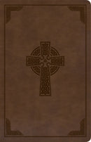 KJV Large Print Personal Size Reference Bible-Brown Celtic Cross LeatherTouch Indexed