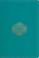 ESV Large Print Compact Bible-Teal Bouquet Design TruTone